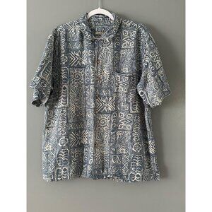 Batik Bay Men’s 100 Silk Aztec Print Shirt Short Sleeve L Resortwear Western VTG